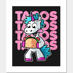 Unicorn Taco Kawaii Neko Anime Mexican food graphic Posters and Art